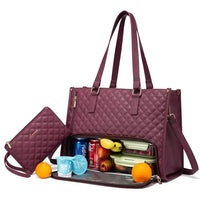 HKM-093203 Stylish Insulated Lunch Box and Laptop Handbag Set for Women - Waterproof Daily Use Shoulder Bags