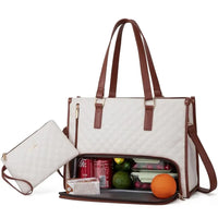HKM-093203 Stylish Insulated Lunch Box and Laptop Handbag Set for Women - Waterproof Daily Use Shoulder Bags