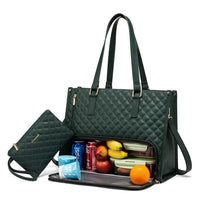 HKM-093203 Stylish Insulated Lunch Box and Laptop Handbag Set for Women - Waterproof Daily Use Shoulder Bags