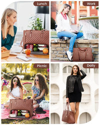 HKM-093203 Stylish Insulated Lunch Box and Laptop Handbag Set for Women - Waterproof Daily Use Shoulder Bags