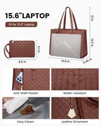 HKM-093203 Stylish Insulated Lunch Box and Laptop Handbag Set for Women - Waterproof Daily Use Shoulder Bags