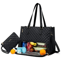 HKM-093203 Stylish Insulated Lunch Box and Laptop Handbag Set for Women - Waterproof Daily Use Shoulder Bags