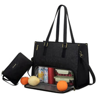 HKM-093203 Stylish Insulated Lunch Box and Laptop Handbag Set for Women - Waterproof Daily Use Shoulder Bags
