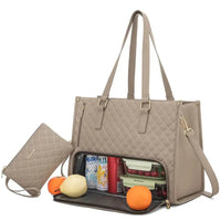 HKM-093203 Stylish Insulated Lunch Box and Laptop Handbag Set for Women - Waterproof Daily Use Shoulder Bags