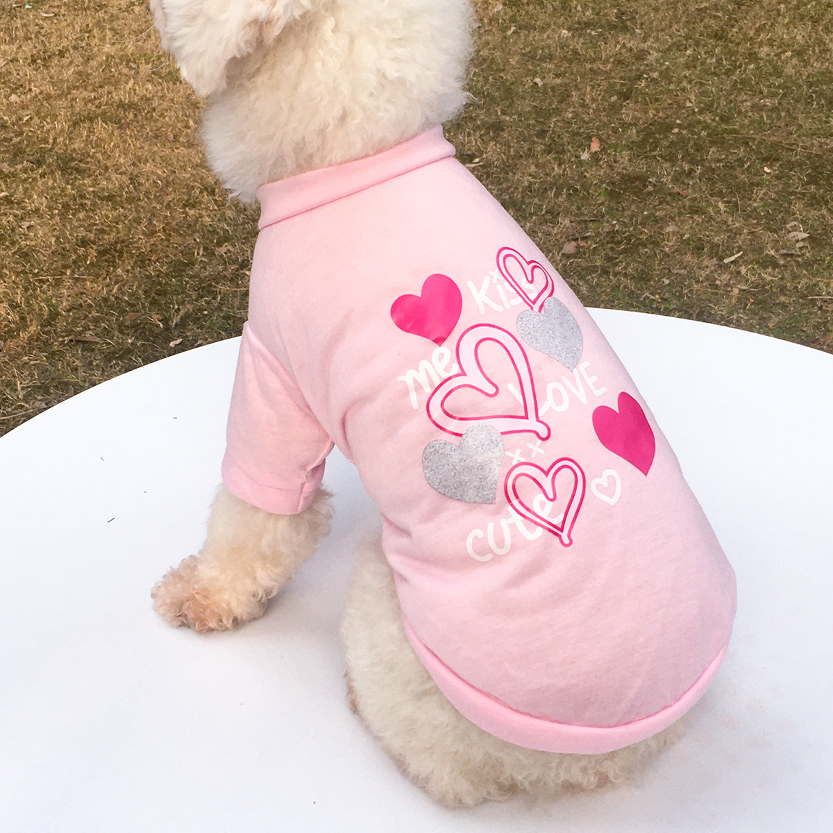 HKM-0932413 KISS Colorful Round Neck Pet T-Shirt with Raglan Sleeves - Cotton Blend, Short Sleeve