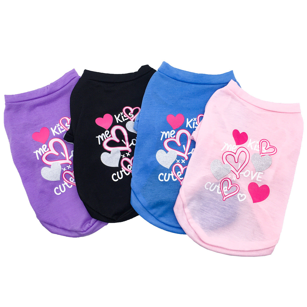 HKM-0932413 KISS Colorful Round Neck Pet T-Shirt with Raglan Sleeves - Cotton Blend, Short Sleeve