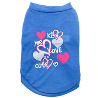 HKM-0932413 KISS Colorful Round Neck Pet T-Shirt with Raglan Sleeves - Cotton Blend, Short Sleeve