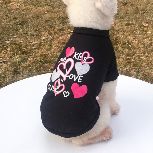 HKM-0932413 KISS Colorful Round Neck Pet T-Shirt with Raglan Sleeves - Cotton Blend, Short Sleeve