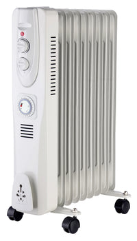 HKM-093267 Adjustable Electric Room Heater - Oil Filled Radiator with Overheat Protection, 3 Power Settings, 1800W, Steel & ABS Construction