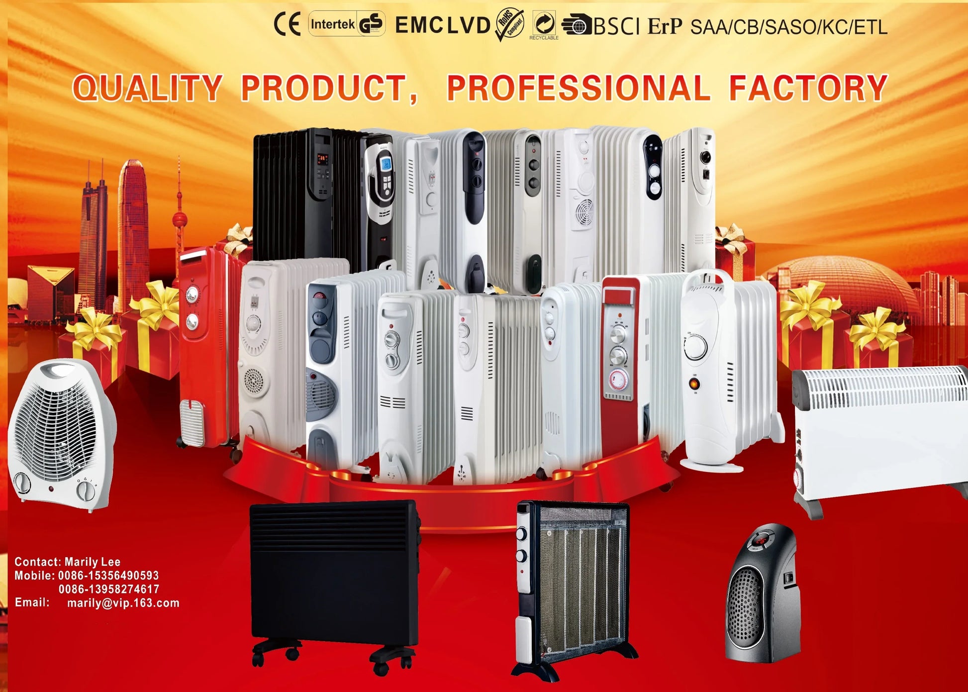 HKM-093267 Adjustable Electric Room Heater - Oil Filled Radiator with Overheat Protection, 3 Power Settings, 1800W, Steel & ABS Construction