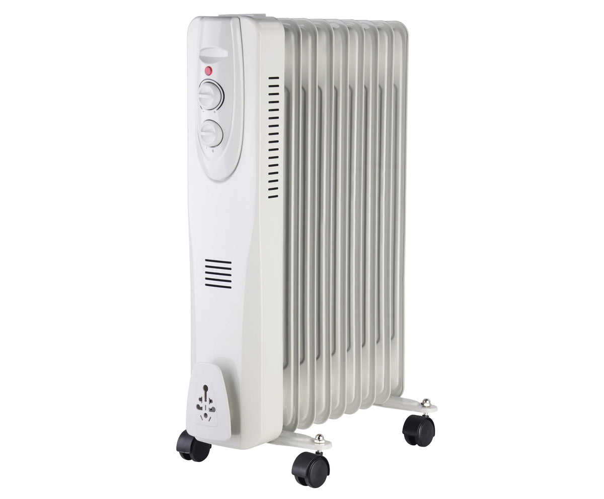 HKM-093267 Adjustable Electric Room Heater - Oil Filled Radiator with Overheat Protection, 3 Power Settings, 1800W, Steel & ABS Construction