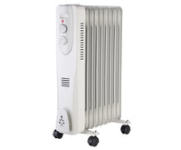 HKM-093267 Adjustable Electric Room Heater - Oil Filled Radiator with Overheat Protection, 3 Power Settings, 1800W, Steel & ABS Construction