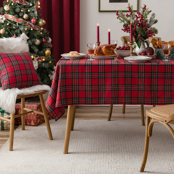 HKM-093267 Lattice Snowflake Polyester Tablecloth for Holiday Decor, Multiple Sizes Available