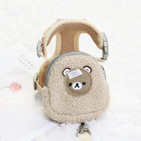 HKM-0933309 Soft Cotton Fleece Pet Backpack with Chest Strap and Traction Rope - Available in Various Colors and Sizes