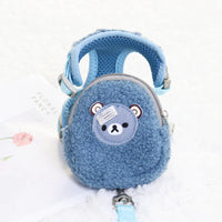HKM-0933309 Soft Cotton Fleece Pet Backpack with Chest Strap and Traction Rope - Available in Various Colors and Sizes
