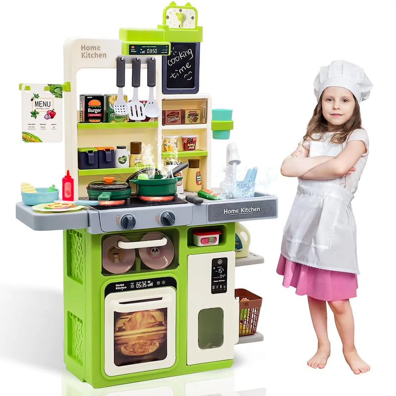 HKM-093331 Realistic Kids Kitchen Set with Lights and Sounds – 63 PCS Pretend Play Toy for Ages 2 to 13