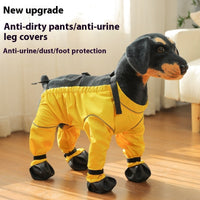 HKM-0933693 Pet Anti-Dirty Pants Dog Shoe Covers - Casual Waterproof Footwear in Yellow and Blue, Sizes XS to 2XL