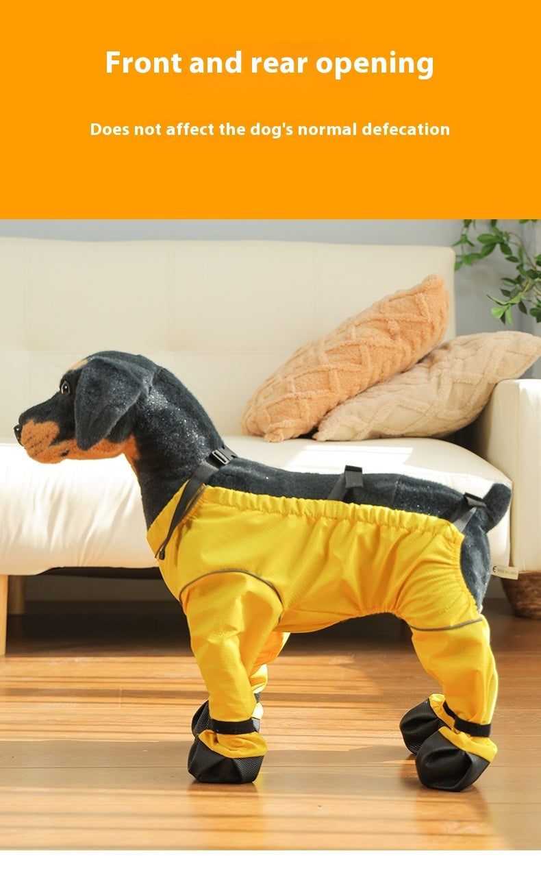 HKM-0933693 Pet Anti-Dirty Pants Dog Shoe Covers - Casual Waterproof Footwear in Yellow and Blue, Sizes XS to 2XL