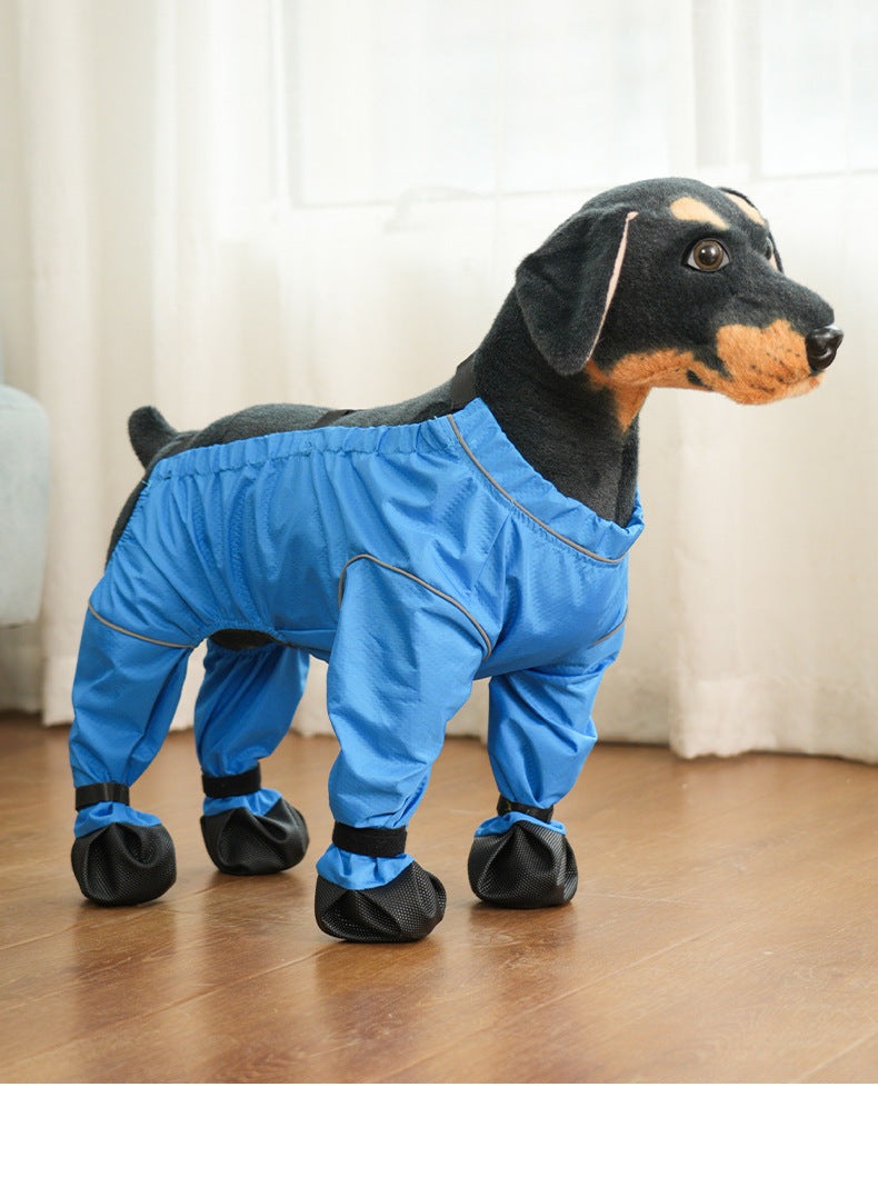 HKM-0933693 Pet Anti-Dirty Pants Dog Shoe Covers - Casual Waterproof Footwear in Yellow and Blue, Sizes XS to 2XL