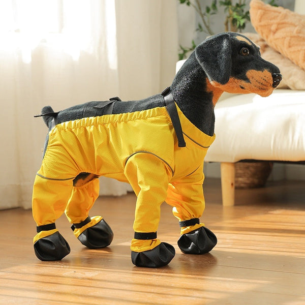 HKM-0933693 Pet Anti-Dirty Pants Dog Shoe Covers - Casual Waterproof Footwear in Yellow and Blue, Sizes XS to 2XL