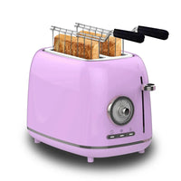 HKM-093395 Purple Retro 2-Slice Electric Bread Toaster with Sandwich Clamps