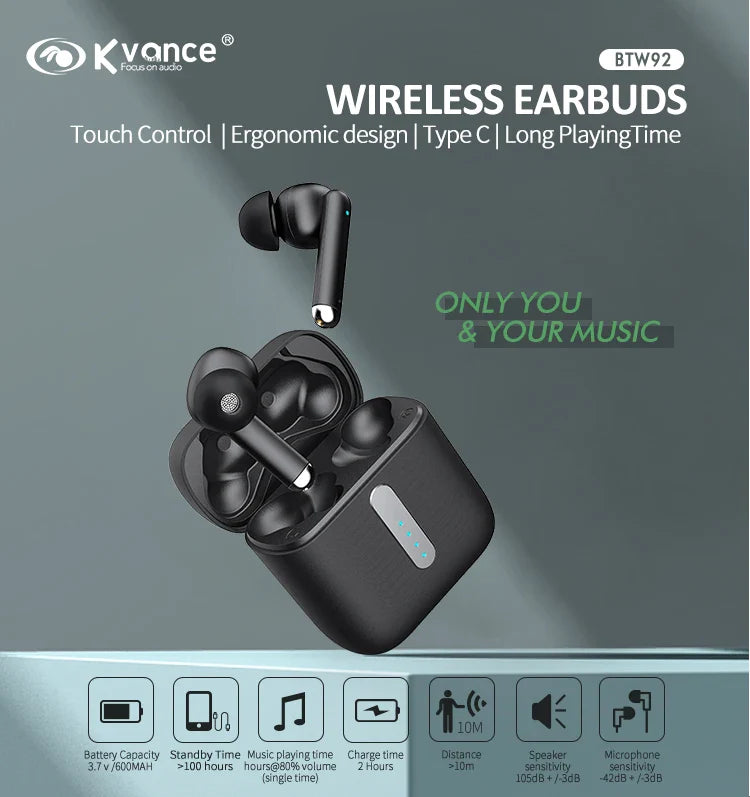 HKM-093651 In-ear Wireless TWS Earbuds with Type C Fast Charging and Long Standby Time