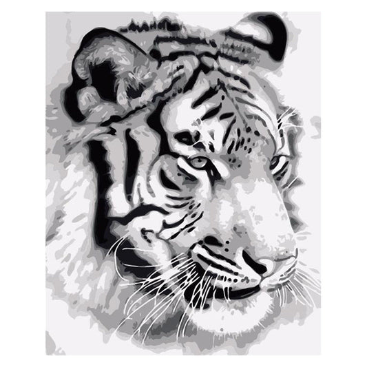 HKM-093651 Northeast Tiger DIY Digital Painting Kit - Canvas Art with Acrylic Paint, Brush, and Accessories