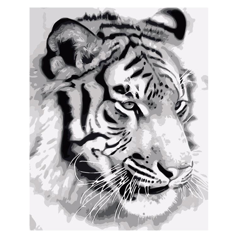 HKM-093651 Northeast Tiger DIY Digital Painting Kit - Canvas Art with Acrylic Paint, Brush, and Accessories