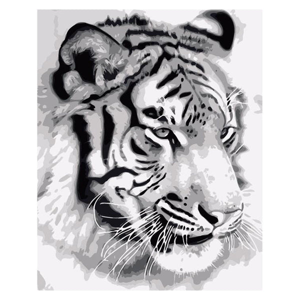 HKM-093651 Northeast Tiger DIY Digital Painting Kit - Canvas Art with Acrylic Paint, Brush, and Accessories