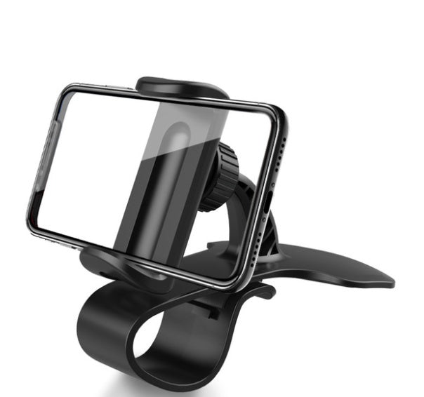 HKM-093715 Universal Adjustable Car Phone Stand - 360° Rotating Dashboard Mount with Tension Clip