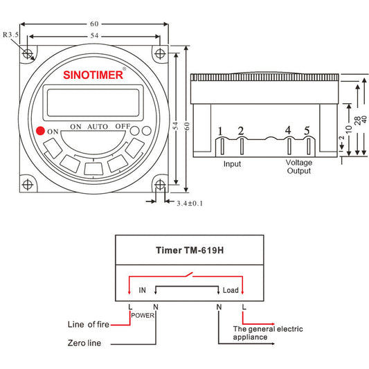 HKM-093715 Weekly Programmable 30A 230V AC Timer for Street, Neon, and Industrial Lighting