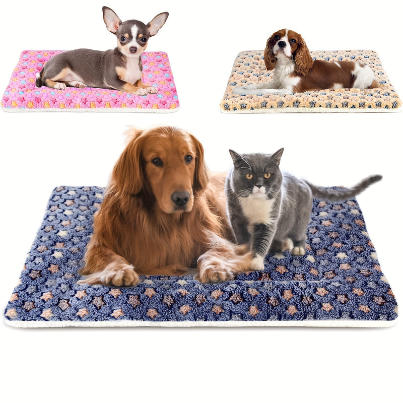HKM-0937277 Reversible Fleece Pet Bed Mat - Soft, Washable Crate Pad for Dogs and Cats in Multiple Sizes