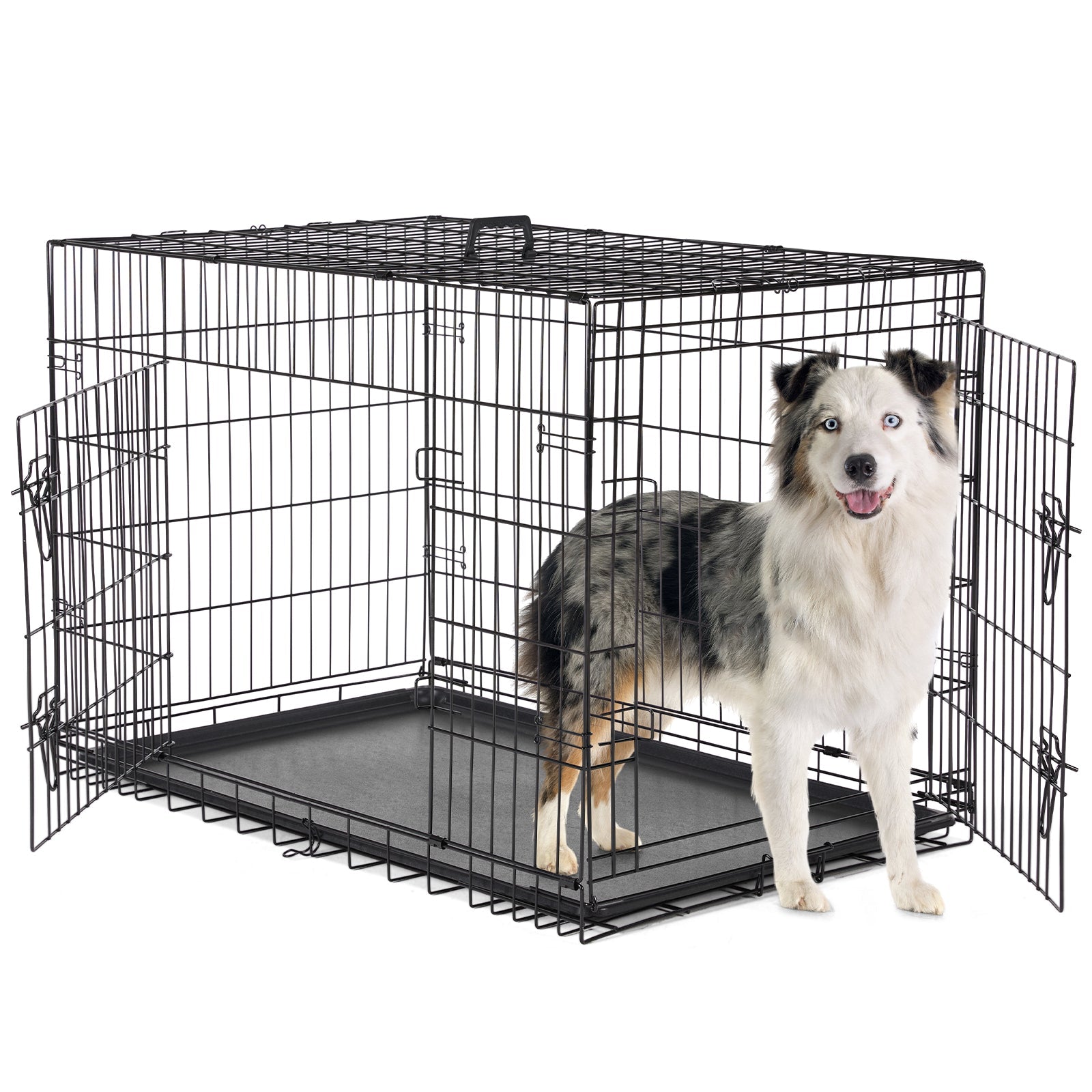 HKM-0937661 Double Door Dog Cage with Removable Tray for Easy Cleaning - Various Sizes Available