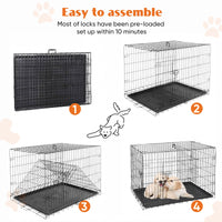 HKM-0937661 Double Door Dog Cage with Removable Tray for Easy Cleaning - Various Sizes Available