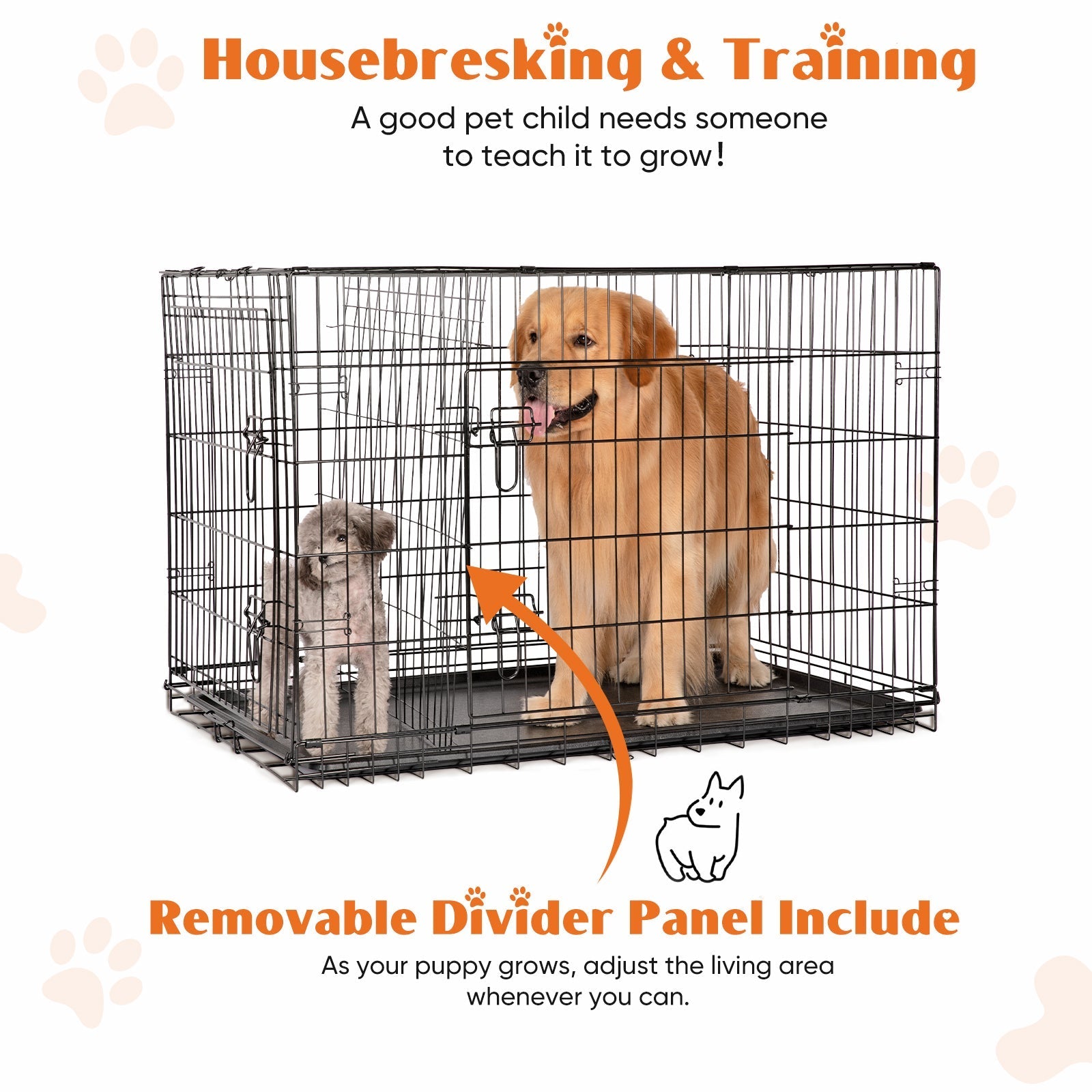 HKM-0937661 Double Door Dog Cage with Removable Tray for Easy Cleaning - Various Sizes Available