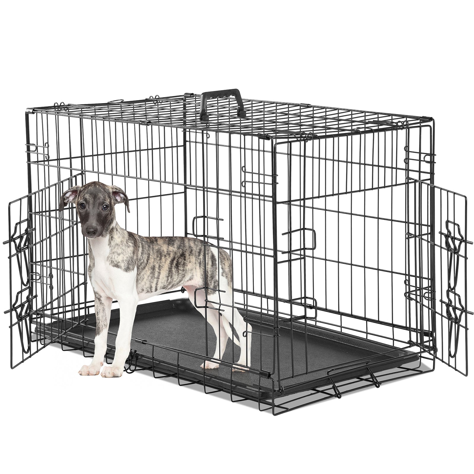 HKM-0937661 Double Door Dog Cage with Removable Tray for Easy Cleaning - Various Sizes Available