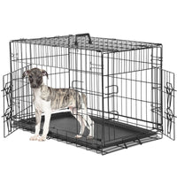 HKM-0937661 Double Door Dog Cage with Removable Tray for Easy Cleaning - Various Sizes Available