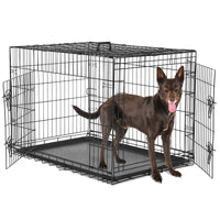 HKM-0937661 Double Door Dog Cage with Removable Tray for Easy Cleaning - Various Sizes Available