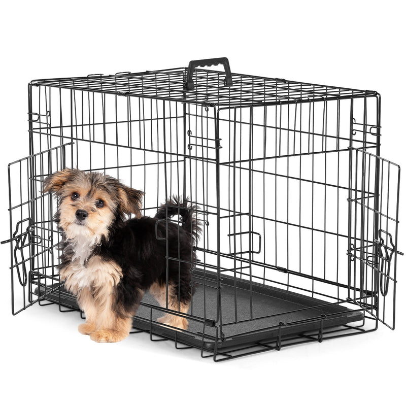 HKM-0937661 Double Door Dog Cage with Removable Tray for Easy Cleaning - Various Sizes Available