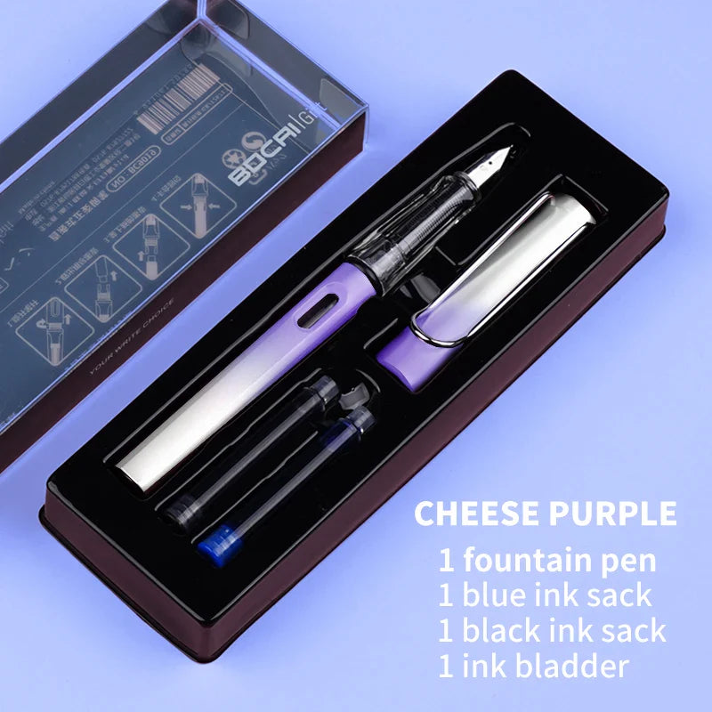 HKM-093779 Ergonomic Fountain Pen with EF Nib - Black and Blue, 16.1 cm Size