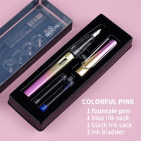 HKM-093779 Ergonomic Fountain Pen with EF Nib - Black and Blue, 16.1 cm Size