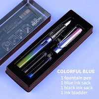 HKM-093779 Ergonomic Fountain Pen with EF Nib - Black and Blue, 16.1 cm Size