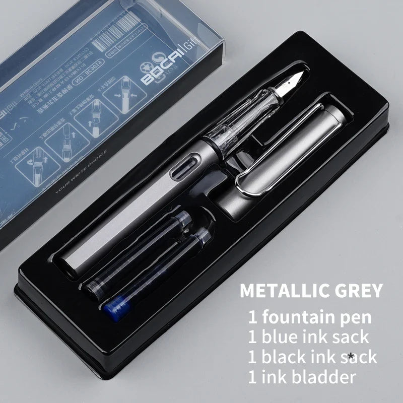 HKM-093779 Ergonomic Fountain Pen with EF Nib - Black and Blue, 16.1 cm Size