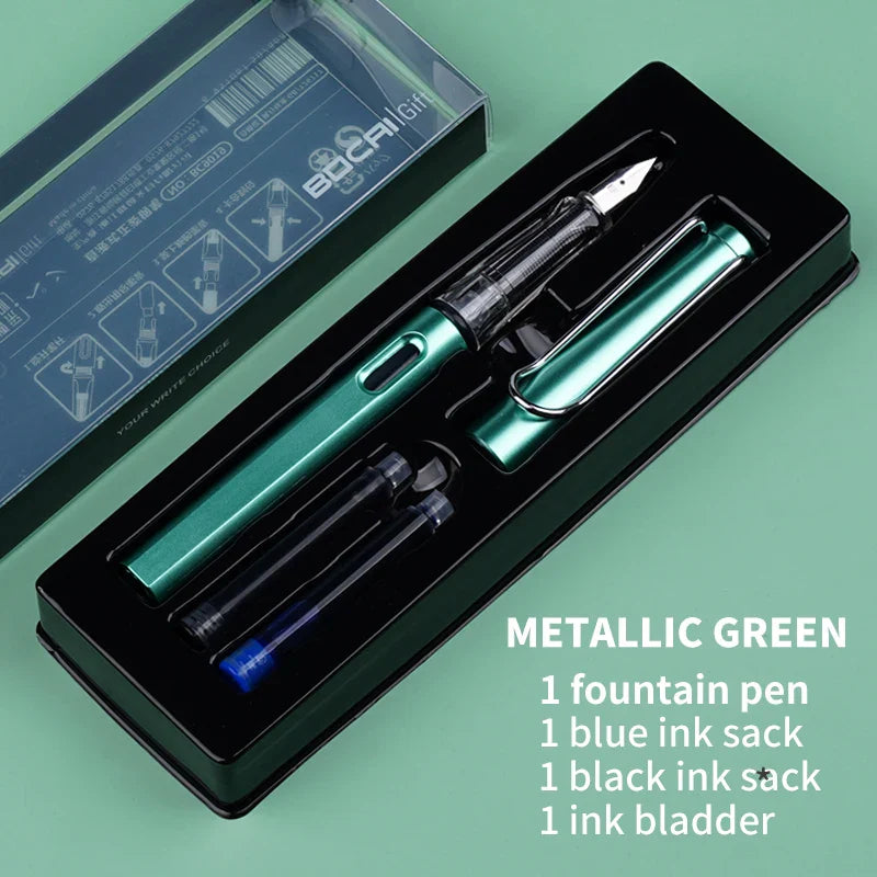 HKM-093779 Ergonomic Fountain Pen with EF Nib - Black and Blue, 16.1 cm Size