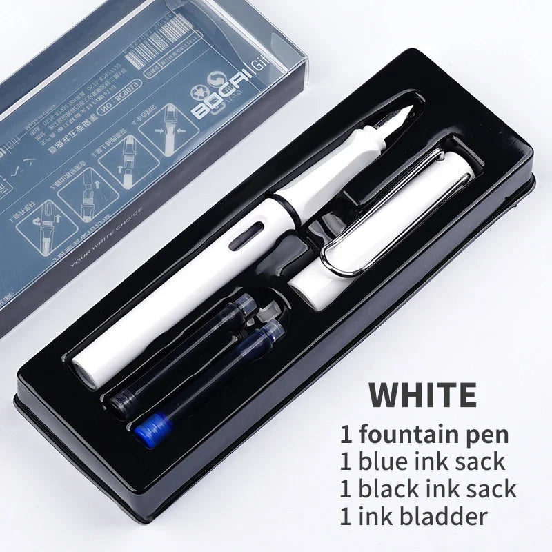 HKM-093779 Ergonomic Fountain Pen with EF Nib - Black and Blue, 16.1 cm Size