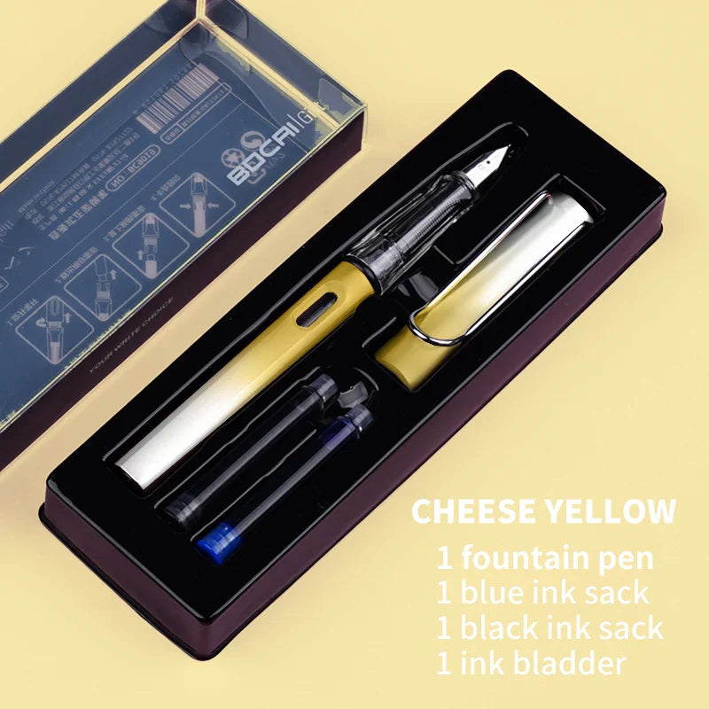 HKM-093779 Ergonomic Fountain Pen with EF Nib - Black and Blue, 16.1 cm Size