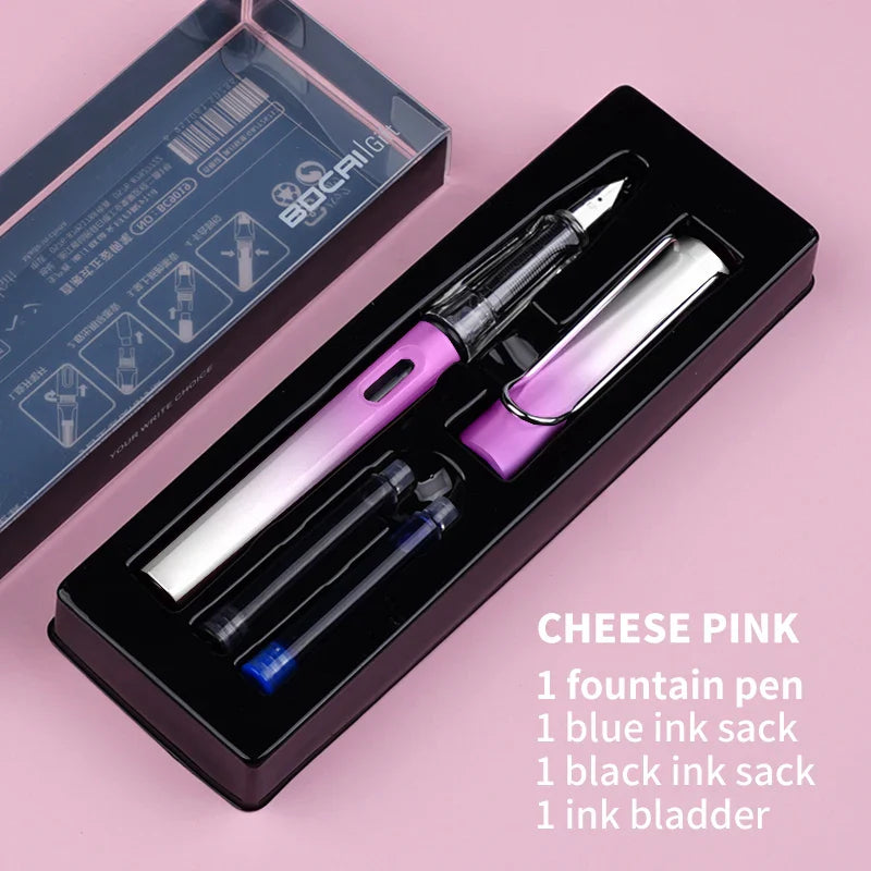 HKM-093779 Ergonomic Fountain Pen with EF Nib - Black and Blue, 16.1 cm Size