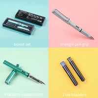 HKM-093779 Ergonomic Fountain Pen with EF Nib - Black and Blue, 16.1 cm Size