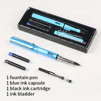 HKM-093779 Ergonomic Fountain Pen with EF Nib - Black and Blue, 16.1 cm Size