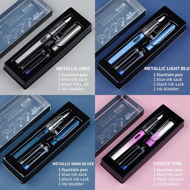 HKM-093779 Ergonomic Fountain Pen with EF Nib - Black and Blue, 16.1 cm Size